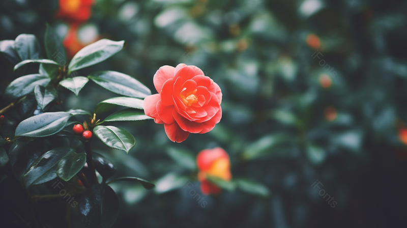 高清的图片海报设计背景广告设计素材元素唯美的红色山茶花绿叶子,高清,摄影图,摄影图片,图片大全,摄影图免费下载